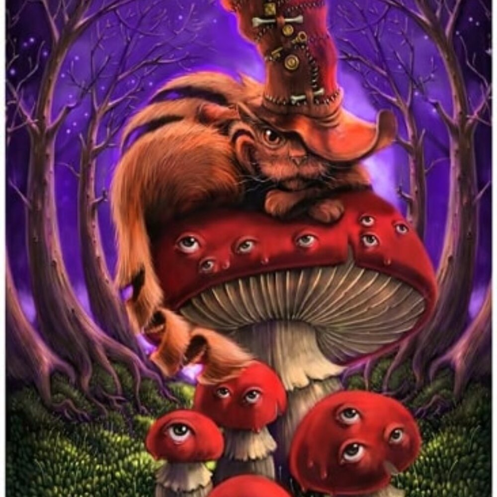 Cheshire Cat Heady Art Print Tapestry ~ 30" x 45" ~ w/Corner Loops ~ Brand New!